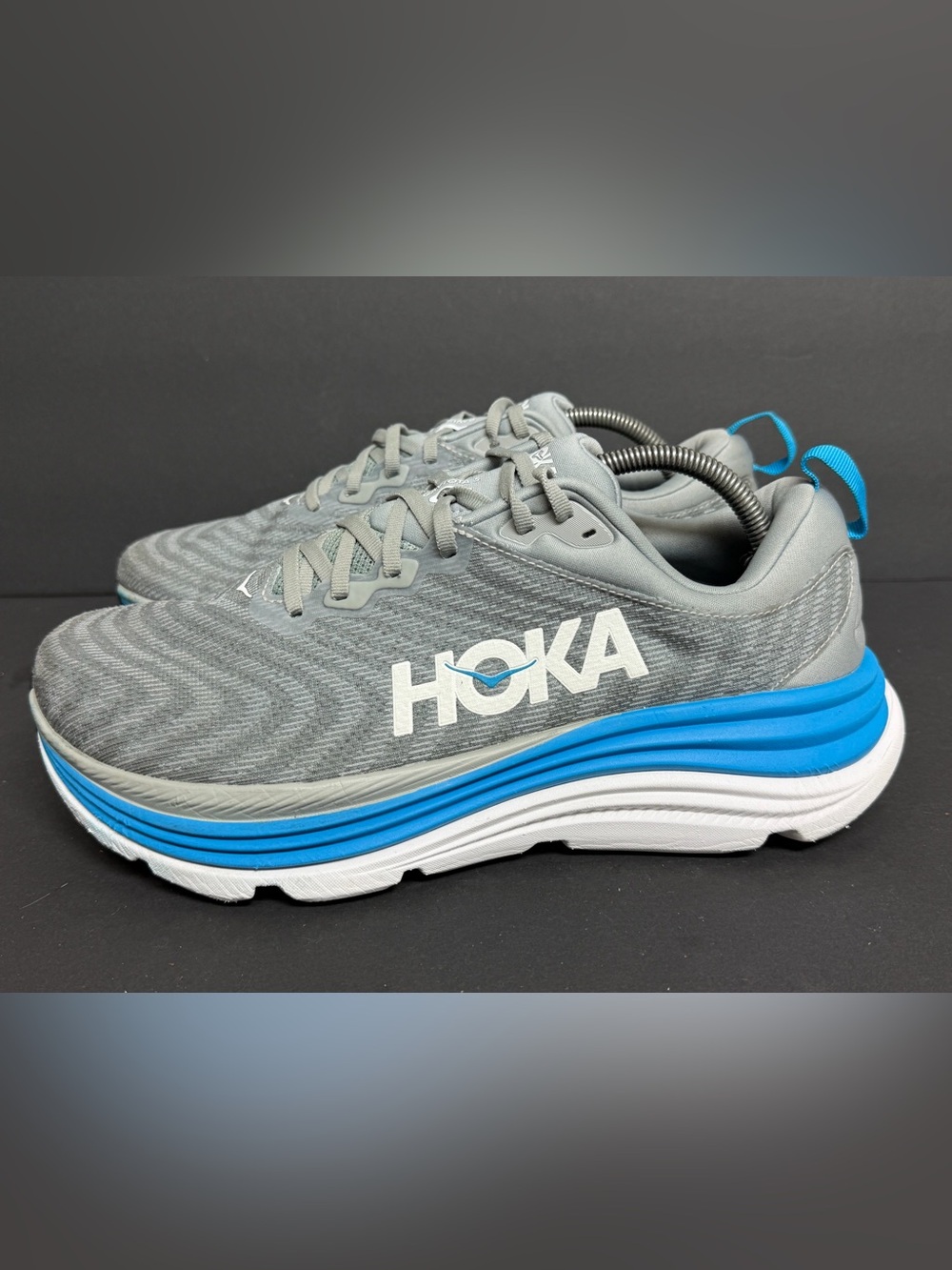 HOKA Gaviota 5 Men’s 10.5 2E WIDE Limestone Gray Blue Shoes Sneakers BARELY WORN